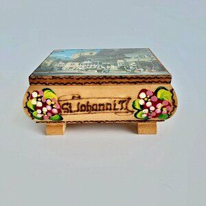 Vintage Wooden Reuge Music Box Swiss 1960s Reuge Holdrio Liebes Echo Johannis